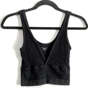 Urban Outfitters “Out From Under” Black Surplice Ribbed Knit Bralette